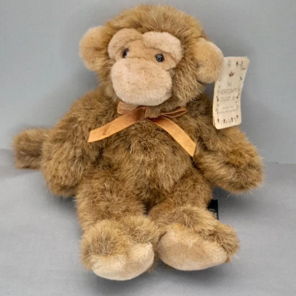 Russ Heartcraft Collection Monkey Chimp Plush Vintage Brown Stuffed Animal Tags